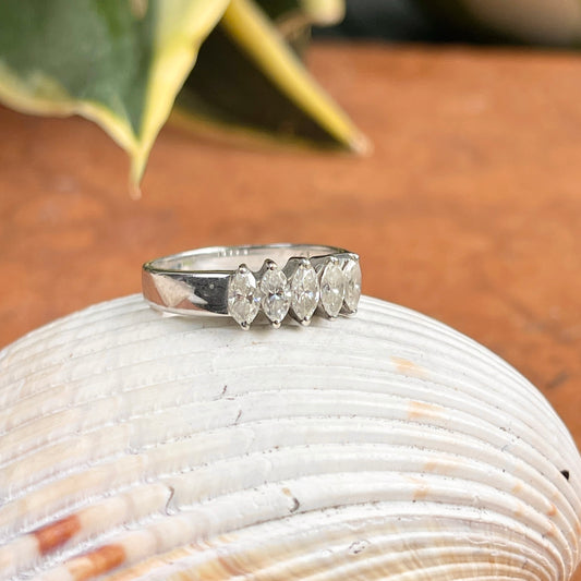 18KT White Gold Estate Marquise Diamond Anniversary Ring