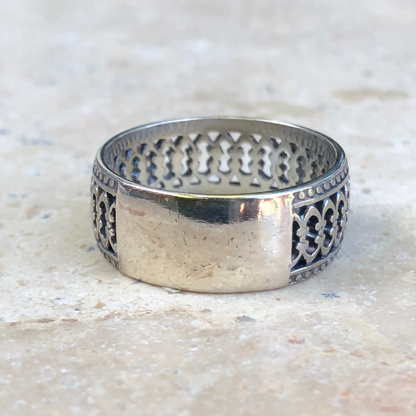 Sterling Silver Gallery Wire Filigree Ring Size 8, Sterling Silver Gallery Wire Filigree Ring Size 8 - Legacy Saint Jewelry