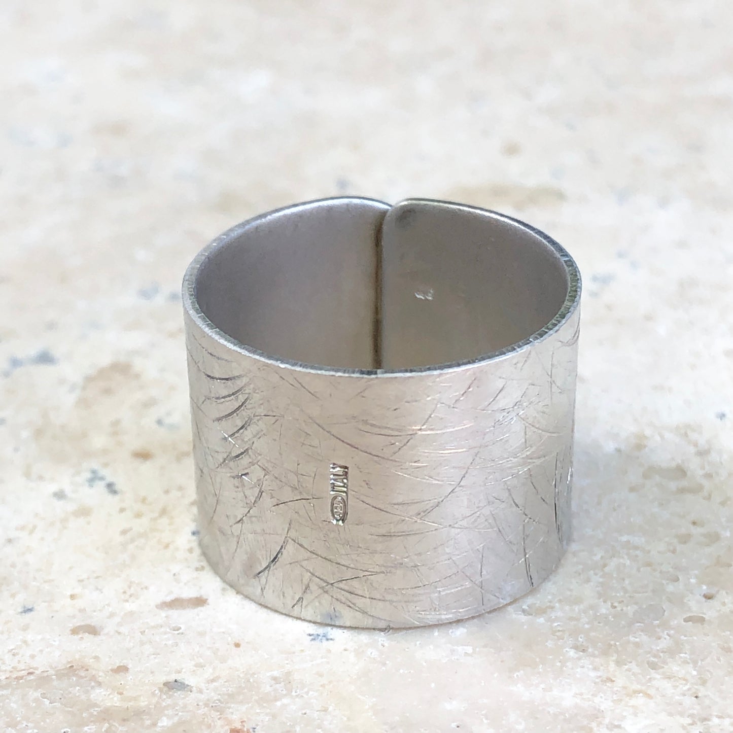 Sterling Silver Matte Belt Buckle Cigar Band Ring, Sterling Silver Matte Belt Buckle Cigar Band Ring - Legacy Saint Jewelry