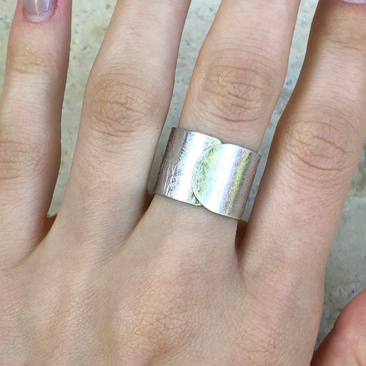 Sterling Silver Matte Belt Buckle Cigar Band Ring, Sterling Silver Matte Belt Buckle Cigar Band Ring - Legacy Saint Jewelry