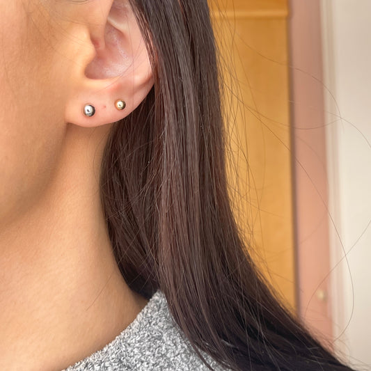 14KT White Gold Polished Balls Stud Earrings 5mm