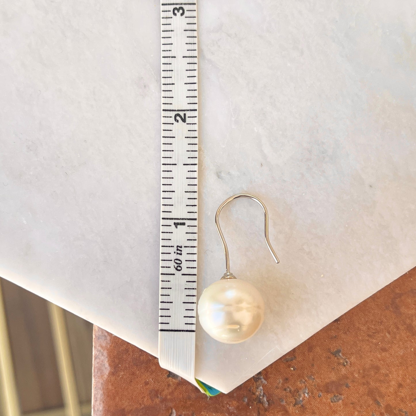 18KT White Palladium Paspaley Pearl Shepherd Hook Drop Earring 14mm