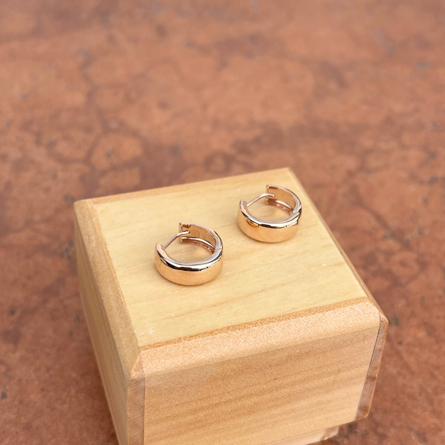 14KT Rose Gold 5mm Hinged Huggie Hoop Earrings 15mm