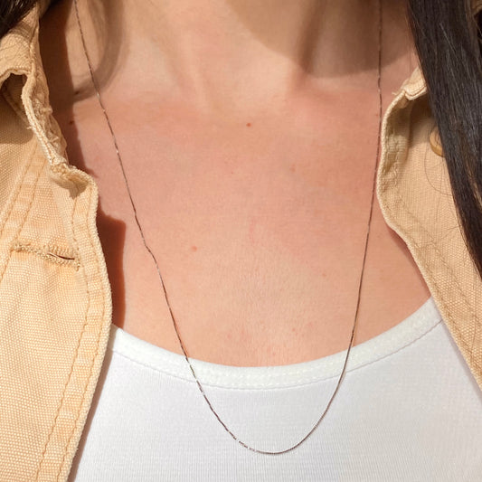 14KT White Gold Box Link Chain Necklace .50mm