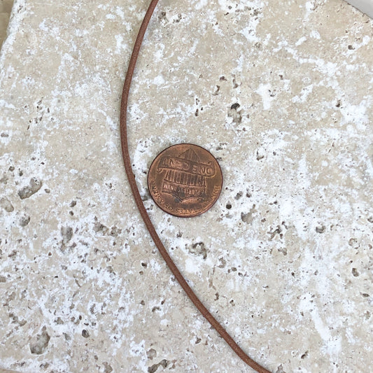 14KT Yellow Gold Tan Leather Cord Necklace 1.5mm, 14KT Yellow Gold Tan Leather Cord Necklace 1.5mm - Legacy Saint Jewelry