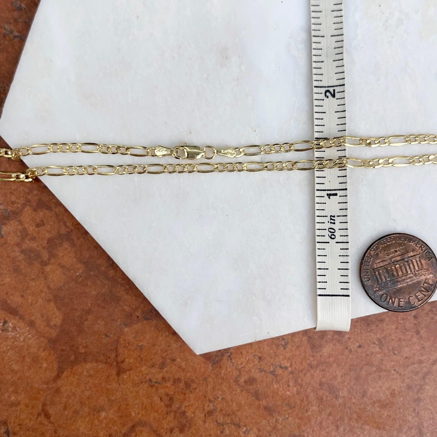 14KT Yellow Gold Figaro Chain Link Necklace 2.5mm