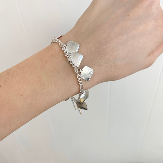 Sterling Silver Polished Ten Commandments Charm Bracelet