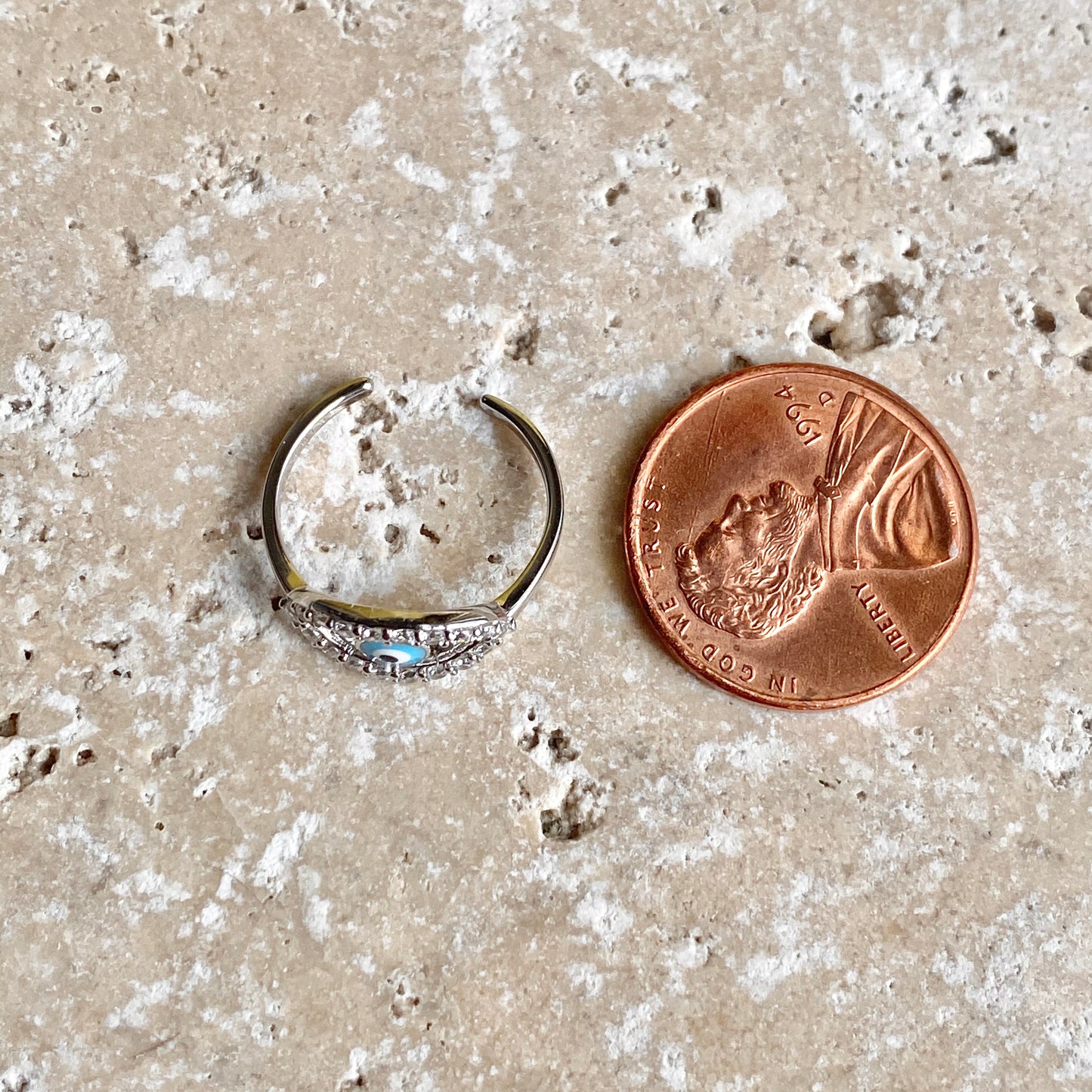 Sterling Silver + Blue Enamel Evil Eye CZ Stone Toe Ring, Sterling Silver + Blue Enamel Evil Eye CZ Stone Toe Ring - Legacy Saint Jewelry