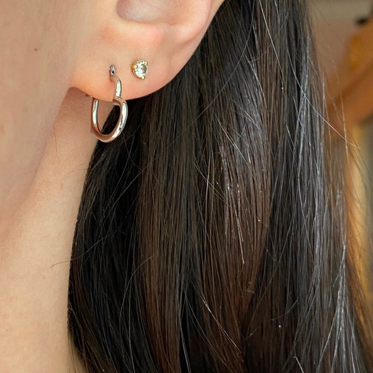 10KT White Gold Open Heart Design Hoop Earrings 16mm