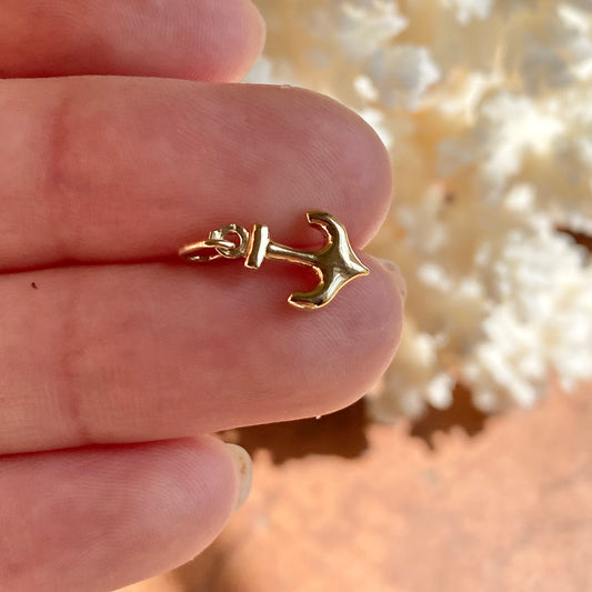 14KT Yellow Gold Mini 3D Anchor of Hope Pendant Charm, 14KT Yellow Gold Mini 3D Anchor of Hope Pendant Charm - Legacy Saint Jewelry