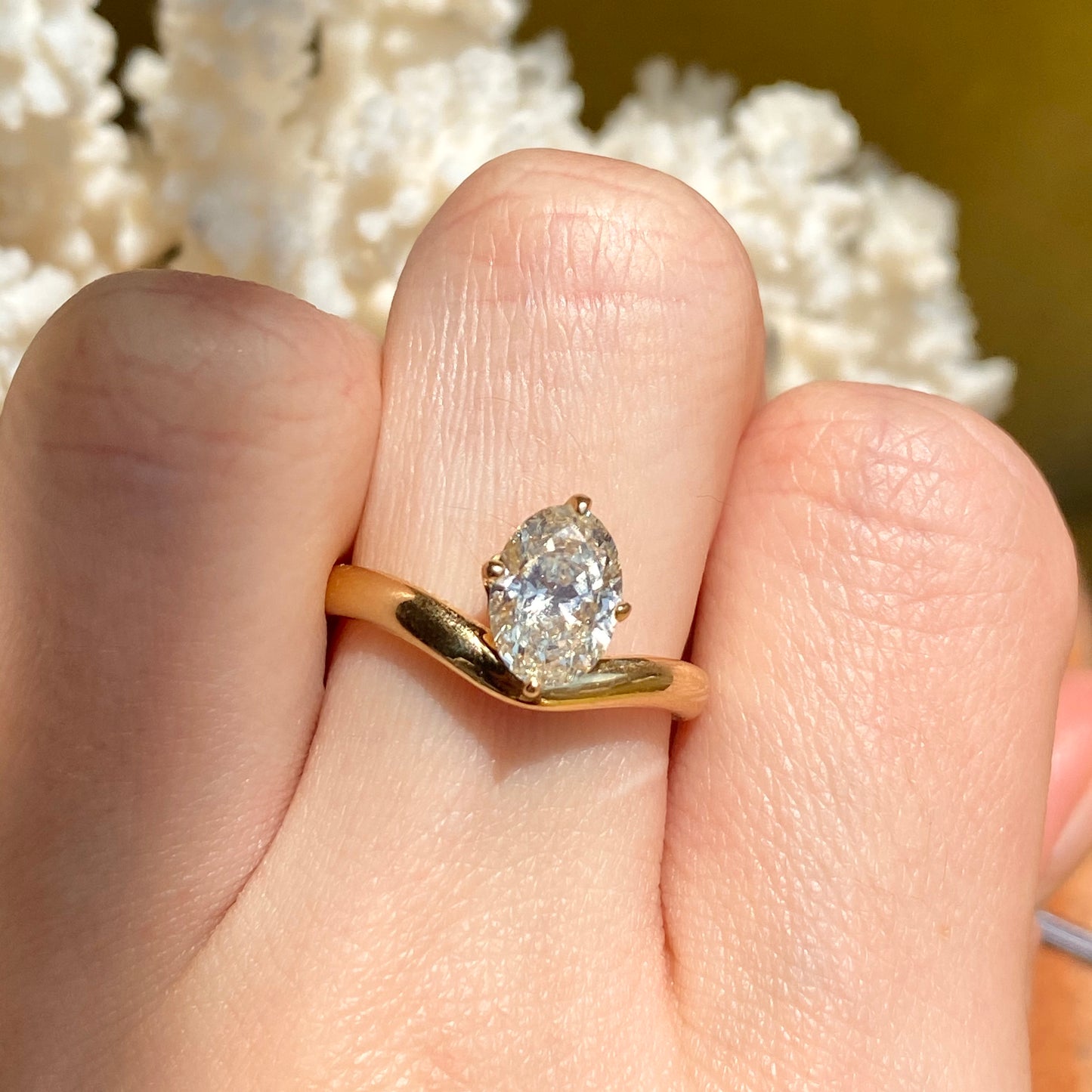 18KT Yellow Gold Oval Yellow Fancy 1.31CT Diamond Chevron Band Ring, 18KT Yellow Gold Oval Yellow Fancy 1.31CT Diamond Chevron Band Ring - Legacy Saint Jewelry