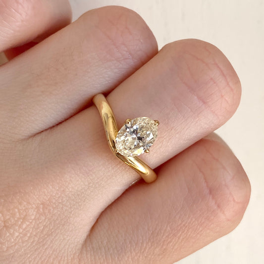 18KT Yellow Gold Oval Yellow Fancy 1.31CT Diamond Chevron Band Ring, 18KT Yellow Gold Oval Yellow Fancy 1.31CT Diamond Chevron Band Ring - Legacy Saint Jewelry