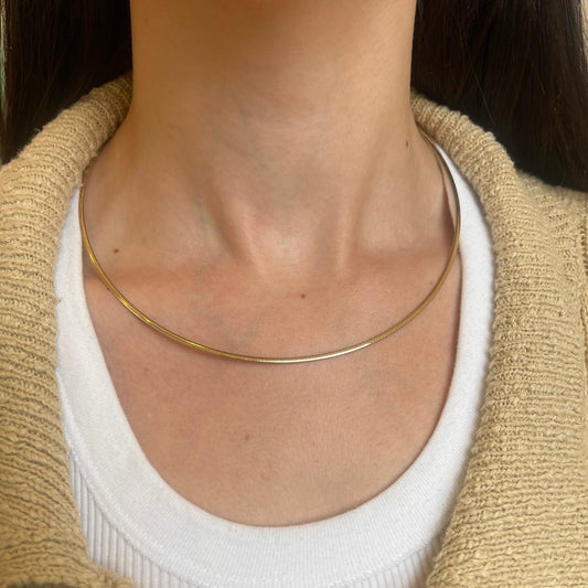 14KT Yellow Gold + White Gold Reversible 2mm Domed Omega Chain Necklace