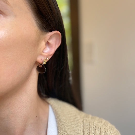 Sterling Silver Black Onyx Oval Hoop Earrings