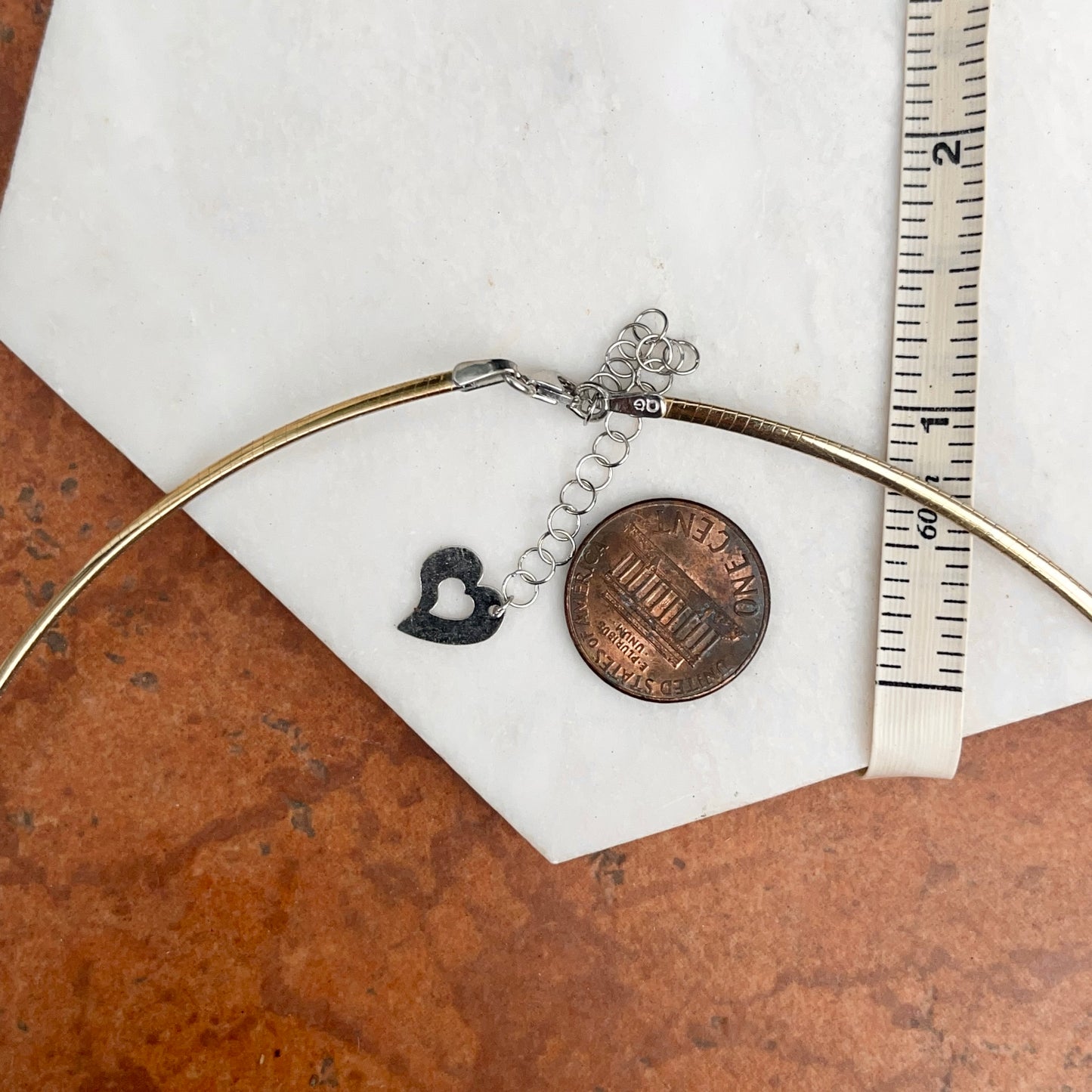 14KT Yellow Gold + White Gold Reversible 2mm Domed Omega Chain Necklace