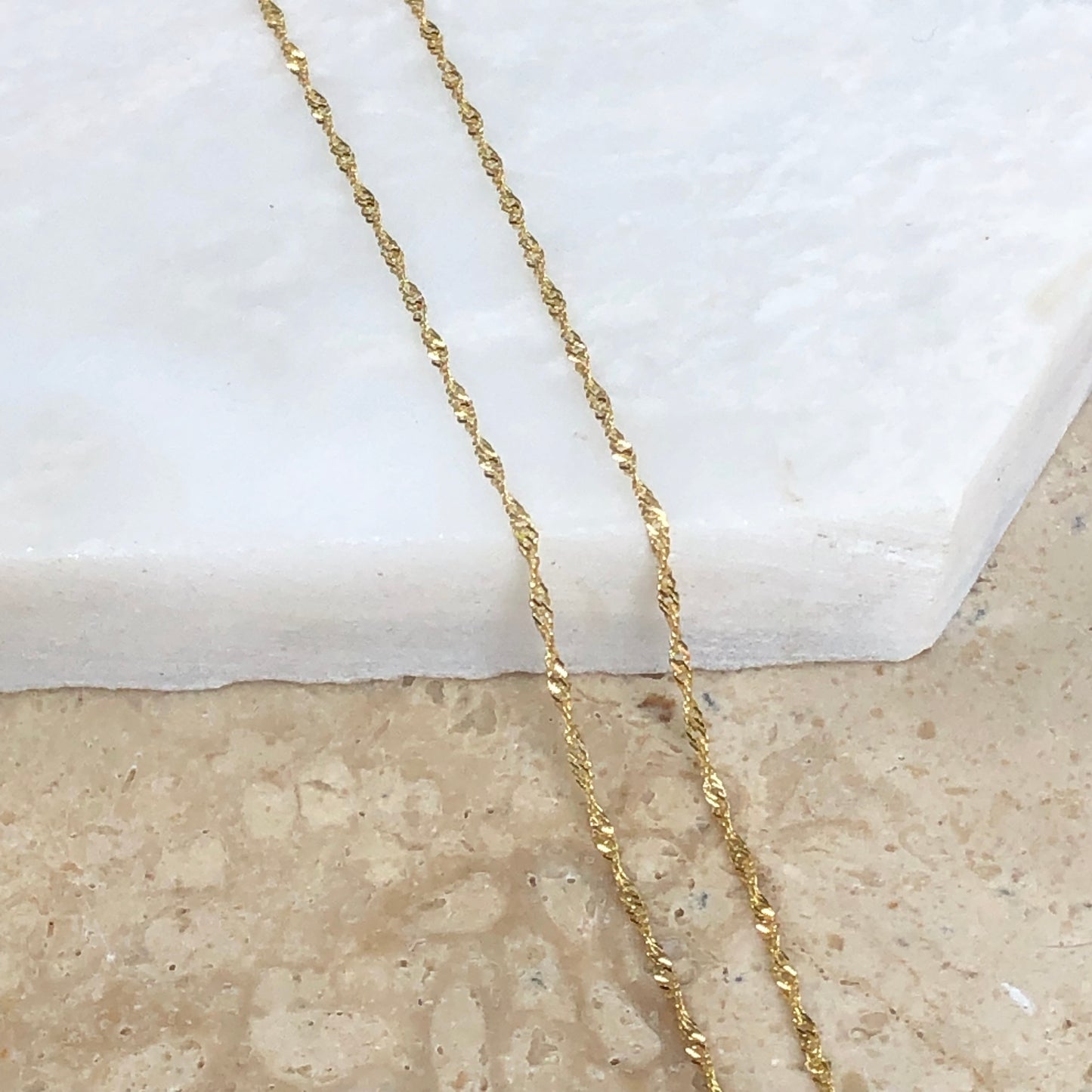 10KT Yellow Gold Diamond-Cut Singapore Chain Necklace 22"/ .8mm, 10KT Yellow Gold Diamond-Cut Singapore Chain Necklace 22"/ .8mm - Legacy Saint Jewelry