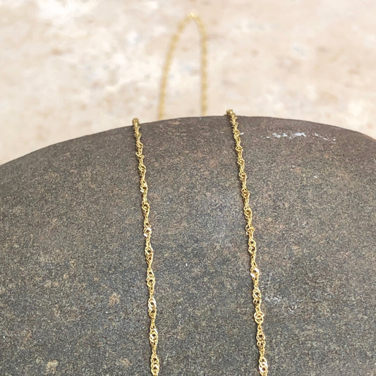 10KT Yellow Gold Diamond-Cut Singapore Chain Necklace 22"/ .8mm, 10KT Yellow Gold Diamond-Cut Singapore Chain Necklace 22"/ .8mm - Legacy Saint Jewelry