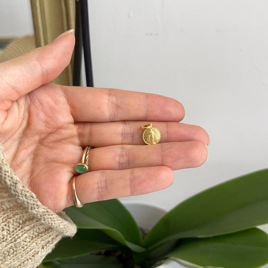 14KT Yellow Gold Matte Miraculous Medal Pendant Charm 10mm