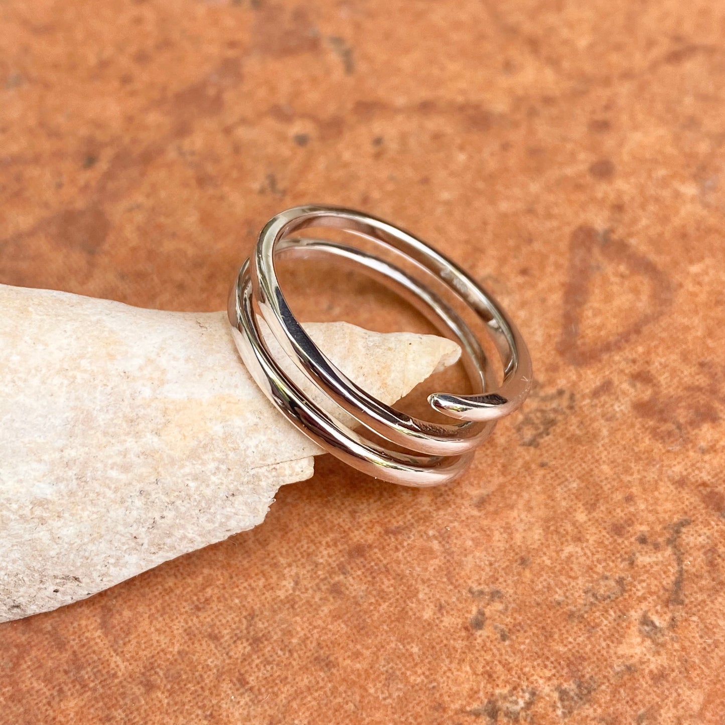 Sterling Silver Polished Bypass Design Ring