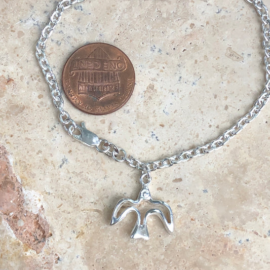 Sterling Silver Dove Charm Bracelet 7", Sterling Silver Dove Charm Bracelet 7" - Legacy Saint Jewelry