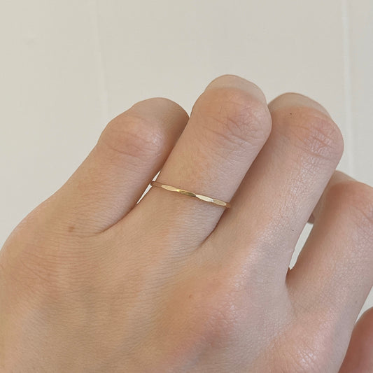 14KT Yellow Gold Faceted Thin Stacking Ring - LSJ