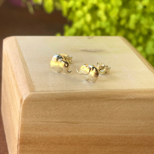14KT Yellow Gold Mini Elephant Post Stud Earrings