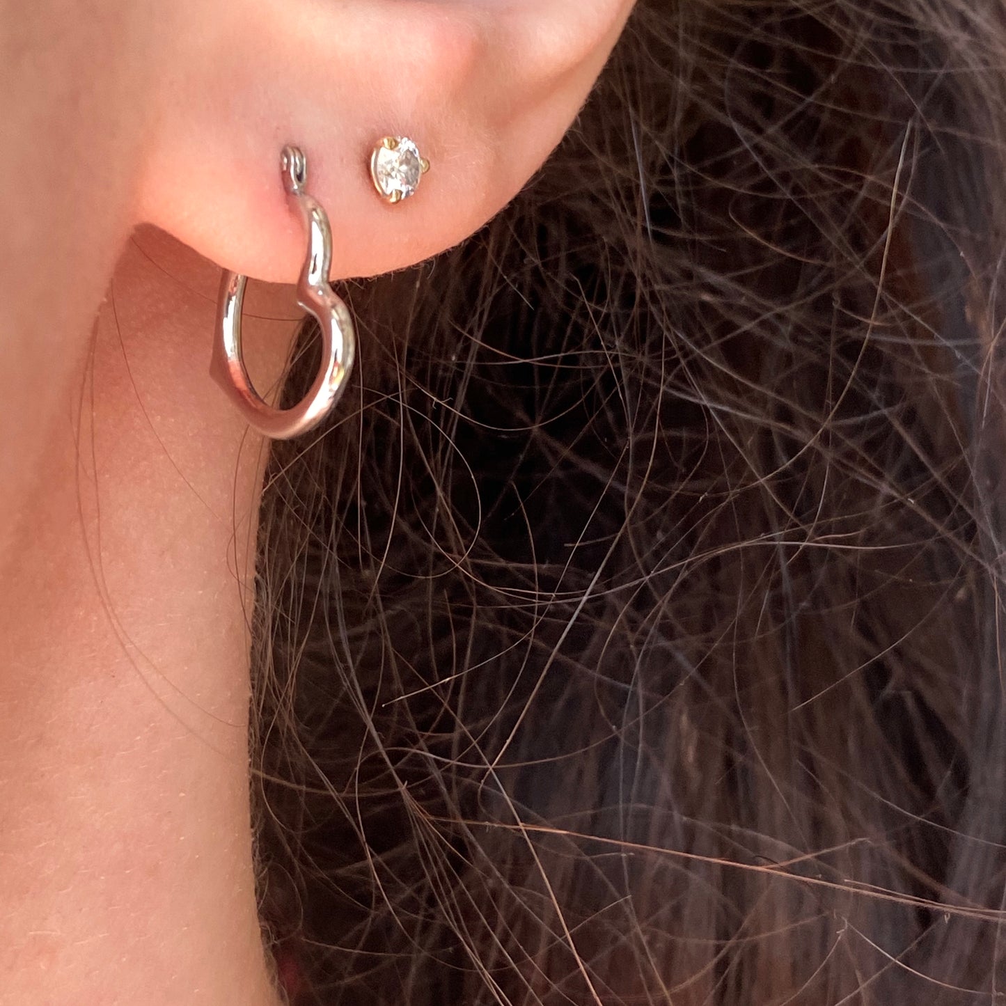 Sterling Silver Small Polished Heart Hoop Earrings 16mm, Sterling Silver Small Polished Heart Hoop Earrings 16mm - Legacy Saint Jewelry