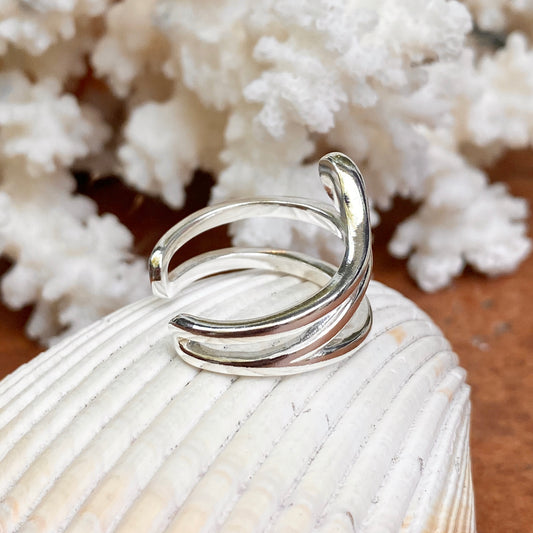 Sterling Silver Polished Snake Bypass Adjustable Ring