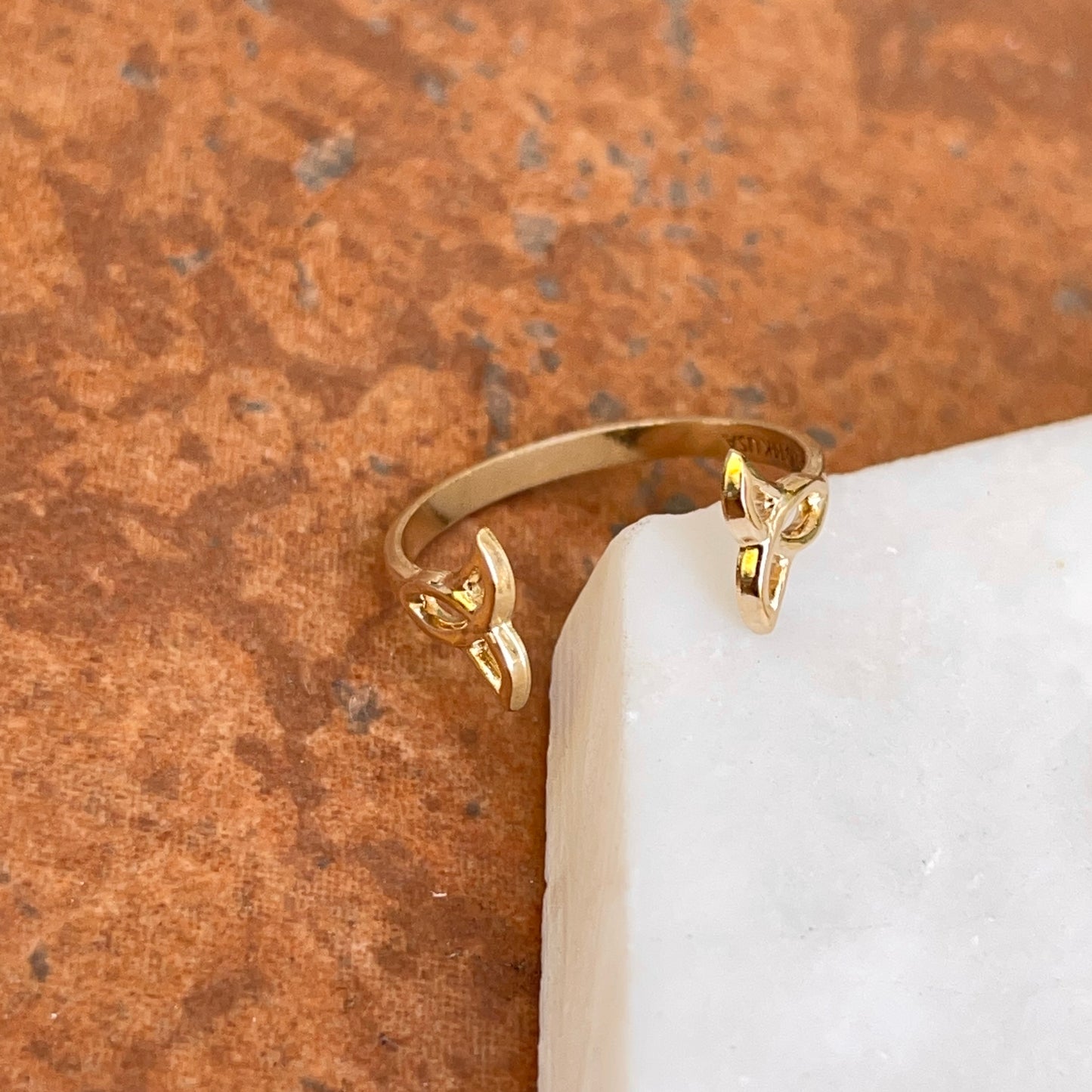 14KT Yellow Gold Celtic Trinity Open Shank Ring