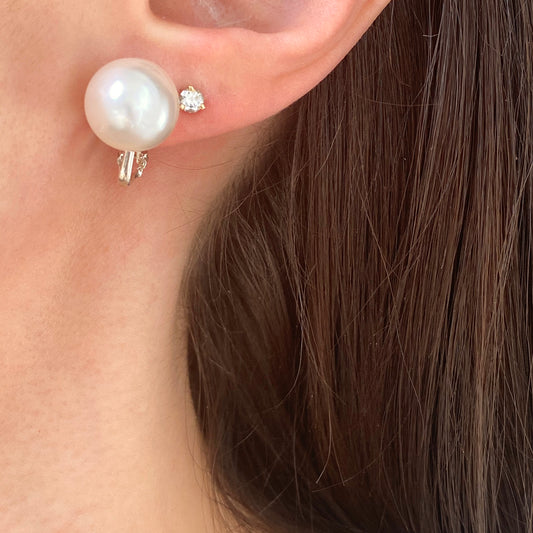 Sterling Silver 11mm Paspaley South Sea Pearl Clip-On Stud Earrings - Legacy Saint Jewelry