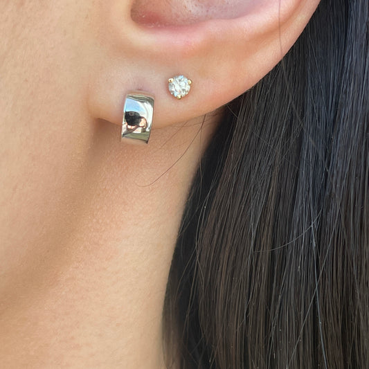 14KT White Gold Hinged Huggie Hoop Earrings 9mm