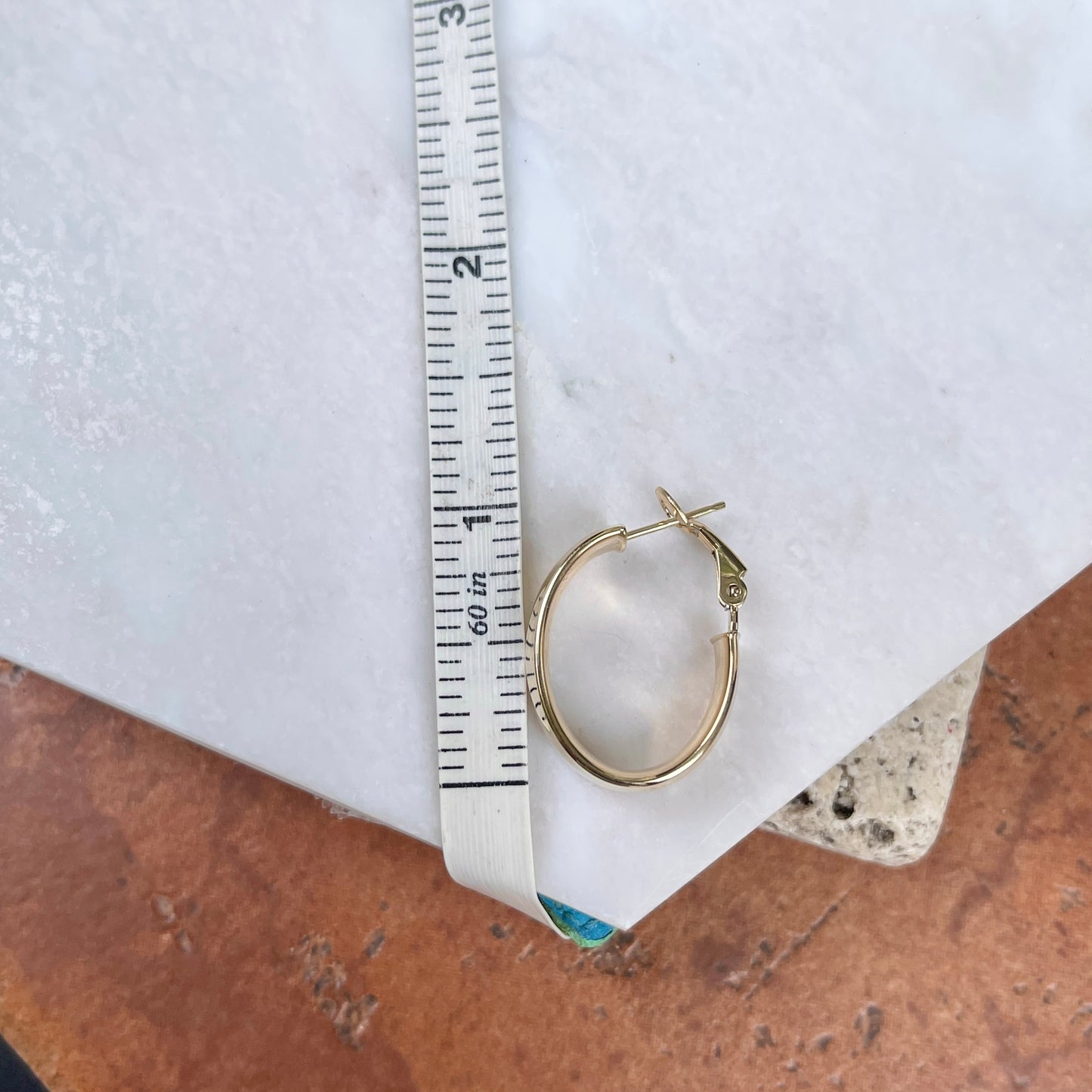 14KT Yellow Gold 7.6mm Wide Omega Back Hoop Earrings 23mm