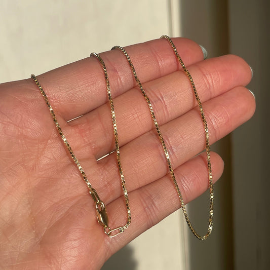 14KT Yellow Gold Solid 1.10mm Box Chain Necklace