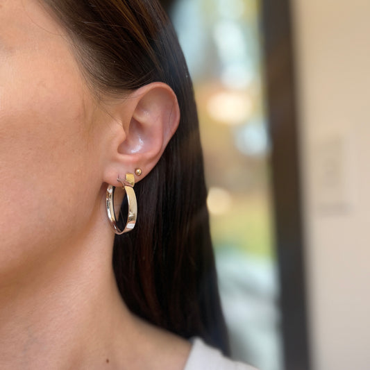 14KT White Gold 5mm Round Tube Hoop Earrings 29mm