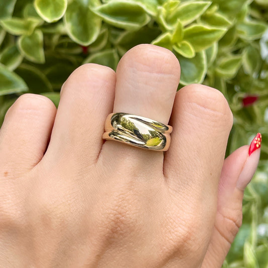 10KT Yellow Gold Artistic Grooved Cigar Band Ring