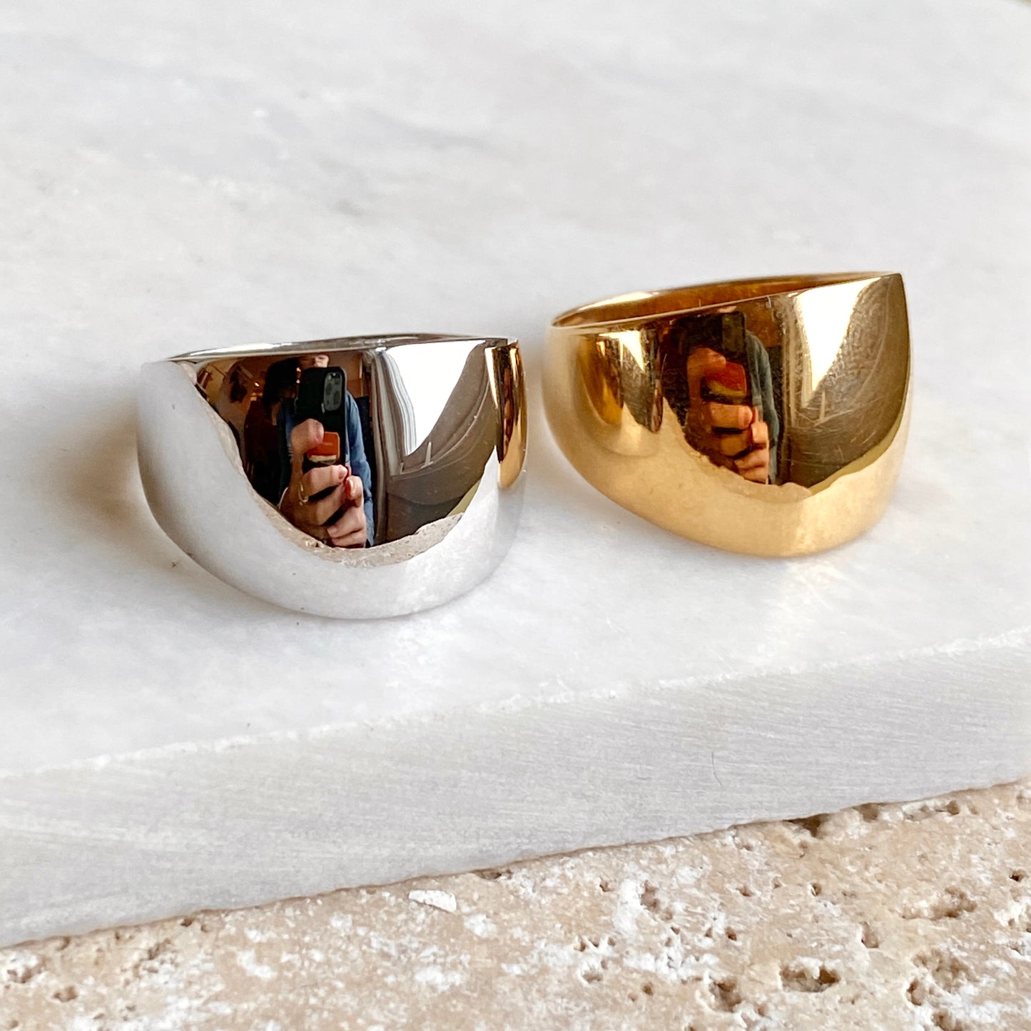 14KT White Gold Domed High Polished Cigar Band Ring, 14KT White Gold Domed High Polished Cigar Band Ring - Legacy Saint Jewelry