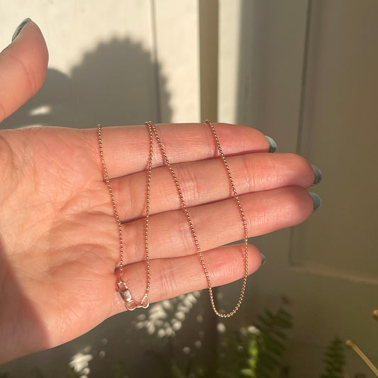 14KT Rose Gold Solid 1.2mm Beaded Ball Link Necklace