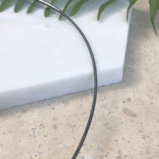 Sterling Silver Oxidized Cable Neck Wire Necklace 1.3mm, Sterling Silver Oxidized Cable Neck Wire Necklace 1.3mm - Legacy Saint Jewelry