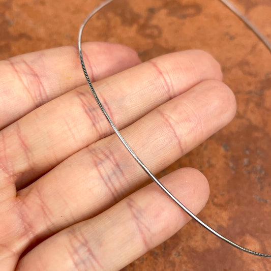 14KT White Gold 1mm Omega Chain Screw off Clasp Necklace