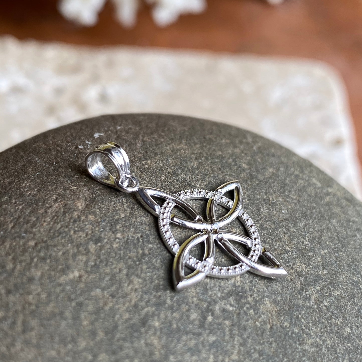 14KT White Gold Celtic Eternity Knot Pendant Charm, 14KT White Gold Celtic Eternity Knot Pendant Charm - Legacy Saint Jewelry