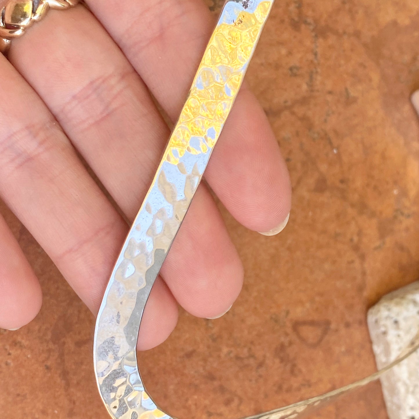 Sterling Silver Neck Wire Solid Hammered Necklace 8mm