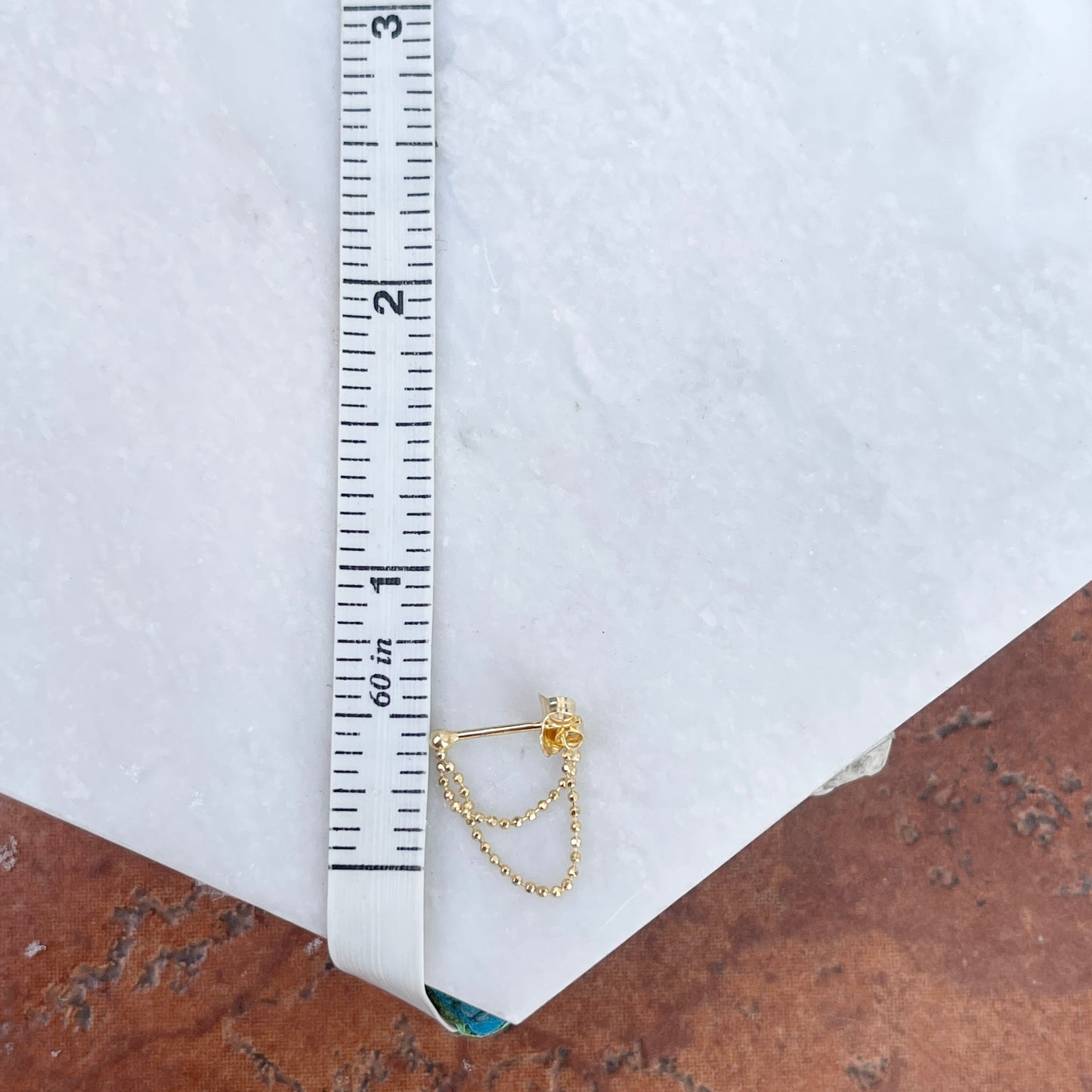 14KT Yellow Gold Double Beaded Ball Chain Small Dangle Earrings