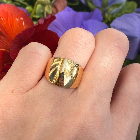 14KT Yellow Gold Domed High Polished Cigar Band Ring, 14KT Yellow Gold Domed High Polished Cigar Band Ring - Legacy Saint Jewelry