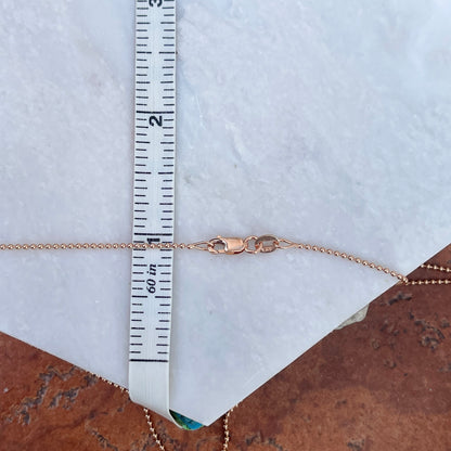 14KT Rose Gold Solid 1.2mm Beaded Ball Link Necklace