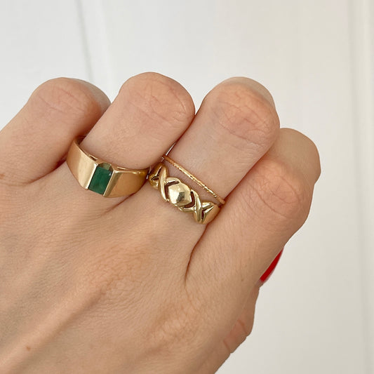 14KT Yellow Gold Sparkle Thin Wire Stacking Ring