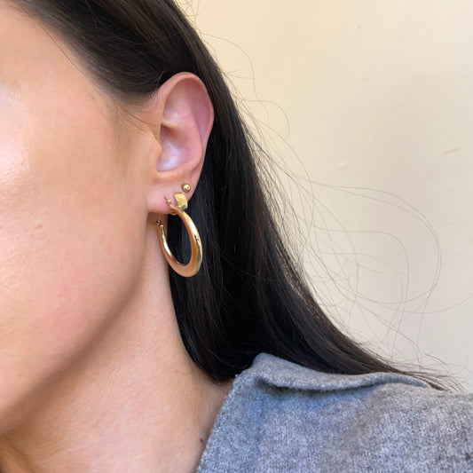 10KT Yellow Gold Round Classic Hoop Earrings 22mm