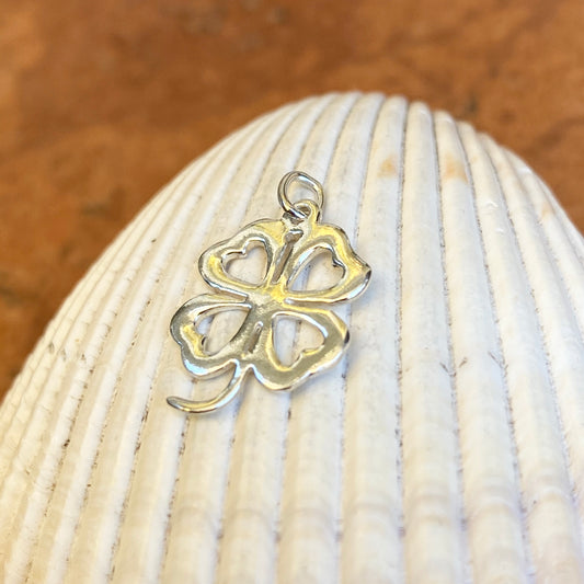 Sterling Silver Outlined 4-Leaf Clover Pendant Charm