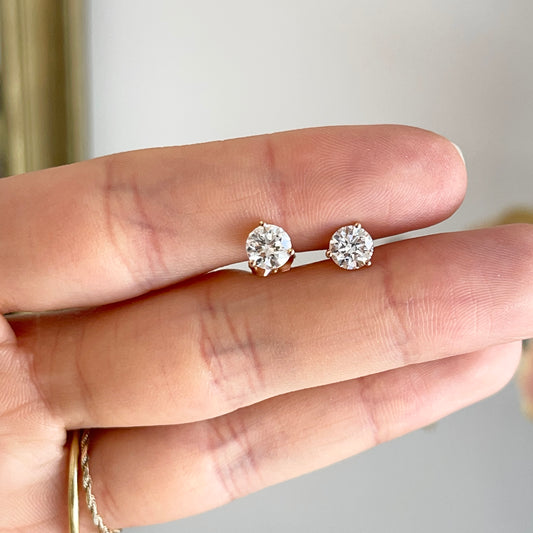 14KT Rose Gold 1.50 CT Round Lab Diamond Stud Earrings