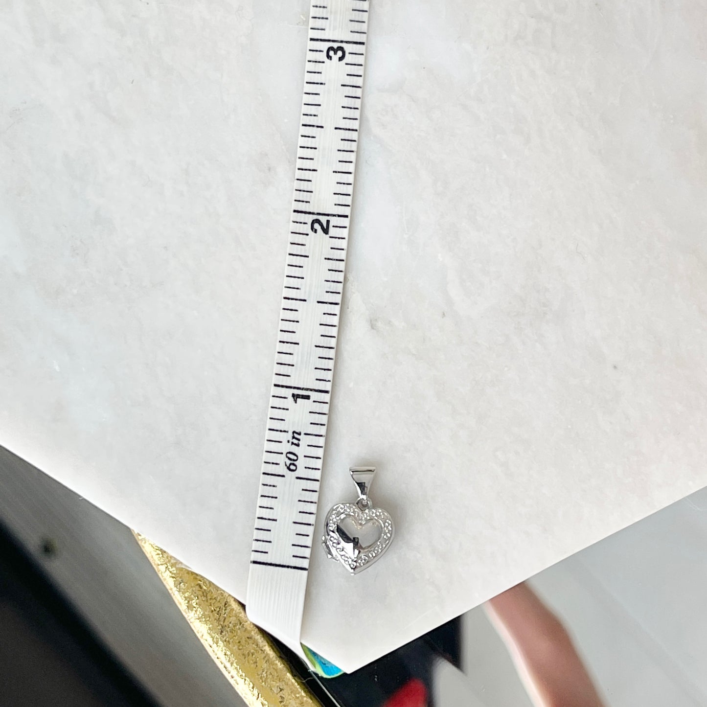 14KT White Gold Detailed Mini Heart Locket Pendant