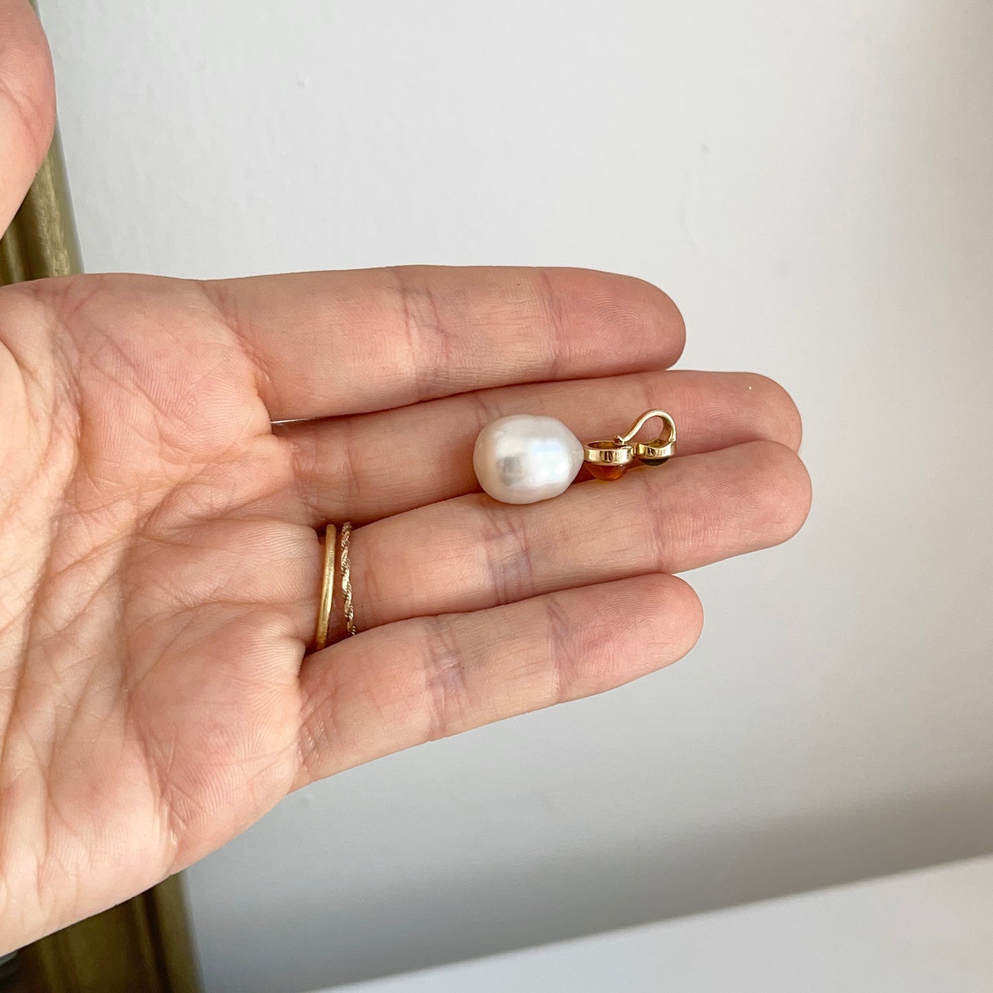 Estate 14KT Yellow Gold Peridot, Citrine, + Paspaley Pearl Pendant Slide - LSJ